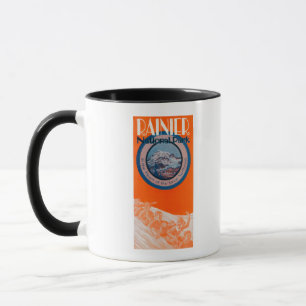 Tasse Poster du mont Rainier - Drapeau