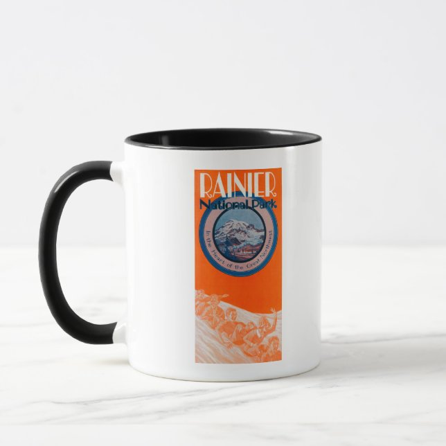 Tasse Poster du mont Rainier - Drapeau (Gauche)