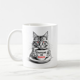 Tasse pour amateur de café chat caféine ou chaos