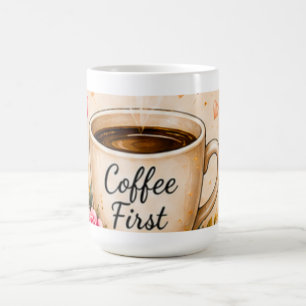 Tasse pour amateur de café floral Café d'abord