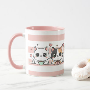 Tasse pour amateurs de café et chats de dessin ani