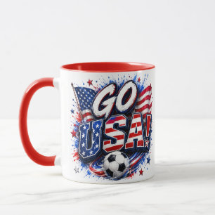 Tasse pour fan de foot patriotique Go USA   Drapea