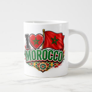 Tasse pour fan de football de l'équipe Maroc J'aim