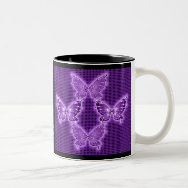 Tasse pourpre lumineuse de motif de papillon (Droit)