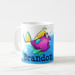Tasse pourpre mignonne de poissons