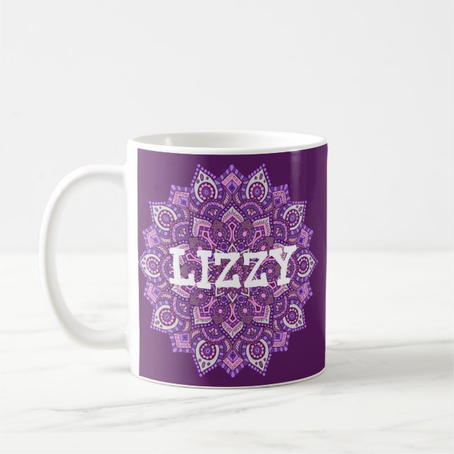 Tasse pourpre personnalisée de mandala (Gauche)