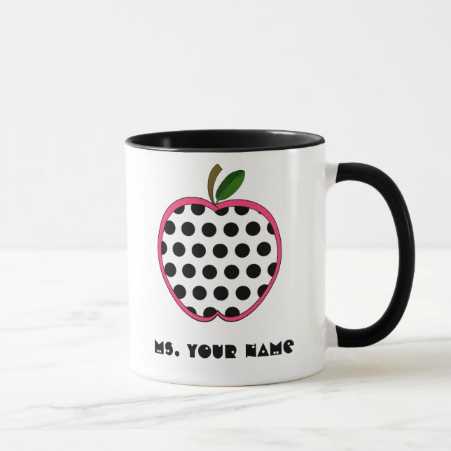 Tasse Professeur d'Apple de point de polka (Droite)