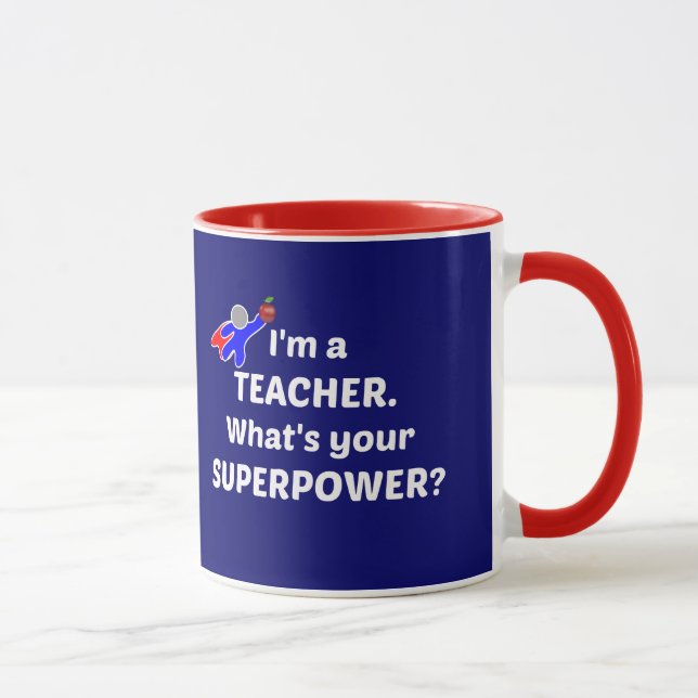 Tasse Professeur Superhero - Texte blanc (Droite)