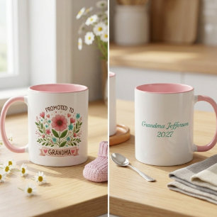 Tasse Promue Grand-mère - Fleurs Aquarelle