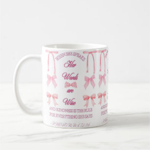 Tasse Proverbes 31 Chrétienne Coquette Nœuds Rose 