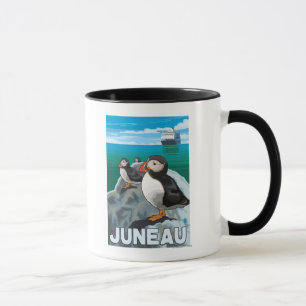 Tasse Puffins & Cruise Ship - Juneau, Alaska