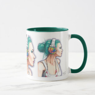 Tasse punk d'écouteur de tasse de fille de tasse