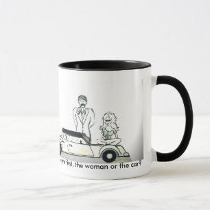 Tasse Qu'est venu d'abord, la femme ou la voiture ?