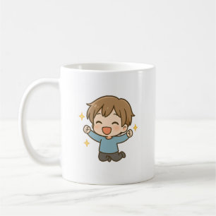 Tasse quotidienne en chibi mignonne et excitée