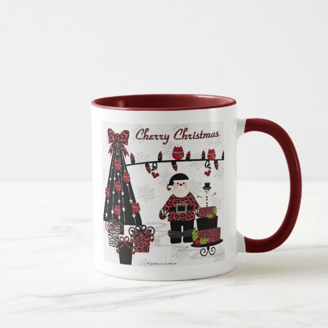 Tasse RAB Rockabilly Cerise Noël Santa Cadeaux (Droite)