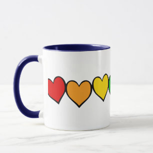 Tasse Rangée de Coeurs Arc-en-Ciel
