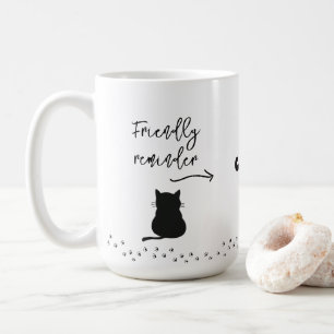 Tasse Rappel de Boire de l'Eau pour Chat Noir Grin