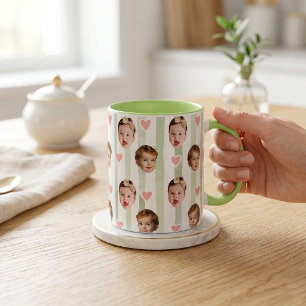 Tasse rayée de photo personnalisée Bébé mignon