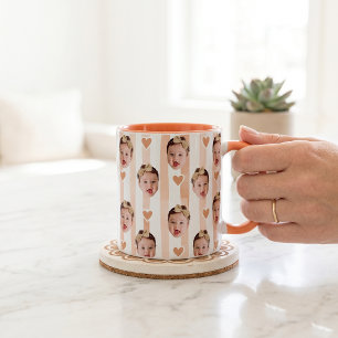 Tasse rayée de photo personnalisée Bébé mignon