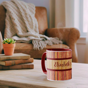 Tasse rayée en bois rustique