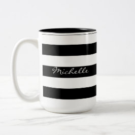 Tasse rayée noire et blanche personnalisée