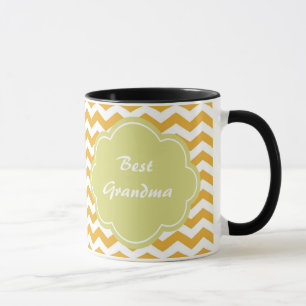 Tasse rayures zigzag en chevron jaune ensoleillé vif.