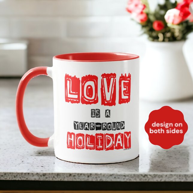 Tasse Red Black Love est une typographie de vacances tou (A fun message on two sides of the mug. )