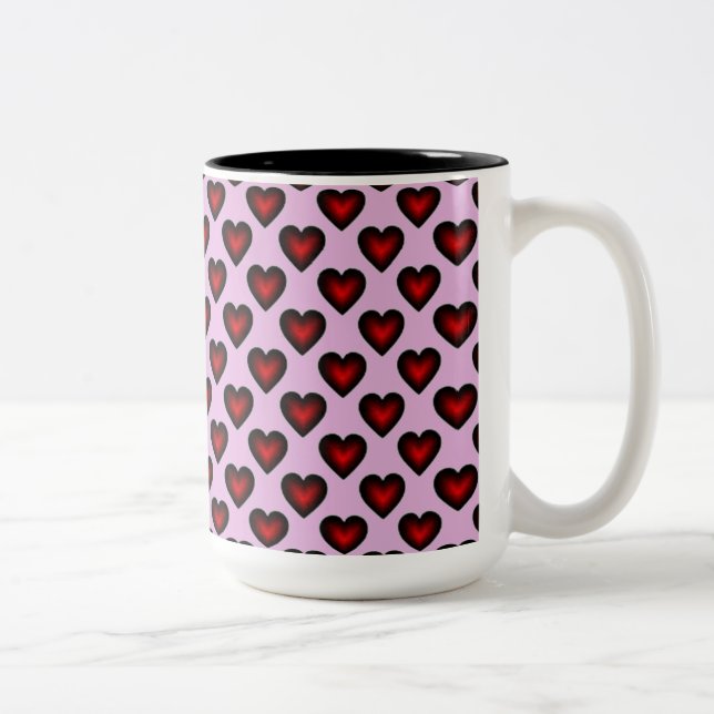 Tasse Red Hearts Pattern Rot und Rosa Kaffee (Rechts)
