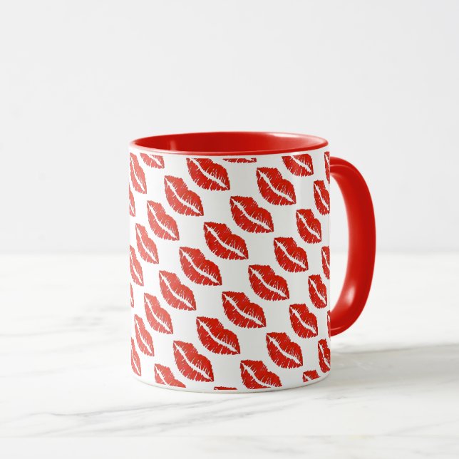 Tasse Red Lips Lipstick Kiss Imprimer Amour Saint Valent (Devant droit)