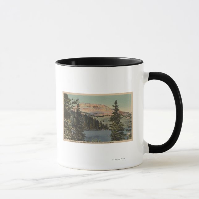 Tasse Red Lodge, MT - Vue sur le lac Beartooth & Butte (Droite)