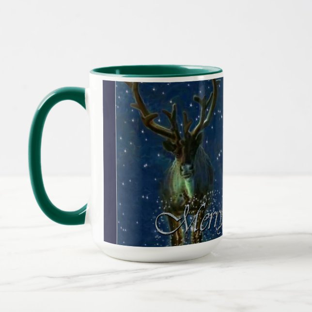 Tasse Rennes d'hiver, neige et joyeux Noël Design (Gauche)