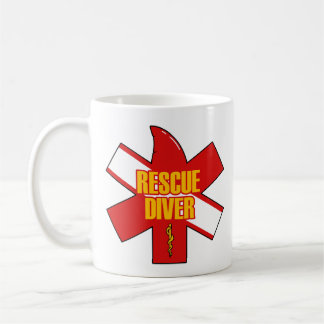 Tasse Rescue Diver Kaffee Gelbe Schrift