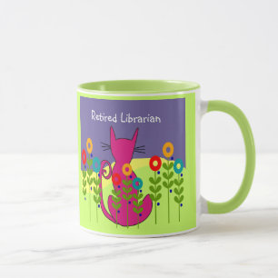 Tasse retirée de chat de bibliothécaire