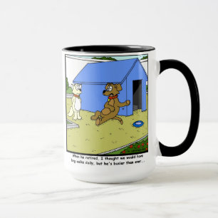 Tasse Retraite occupée : Bande dessinée de chien