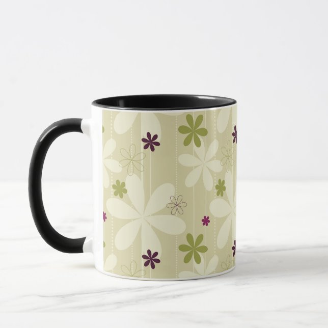 Tasse Rétro arrière - plan floral (Gauche)