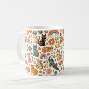Tasse Rétro Chats 70s, Tasse Café Groovy Cat,