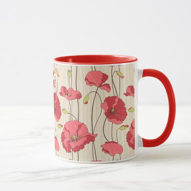 Tasse Rétro motif de pavots (Droite)