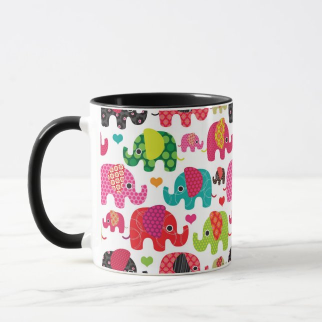 Tasse rétro papier peint de motif d'enfants d'éléphant (Gauche)