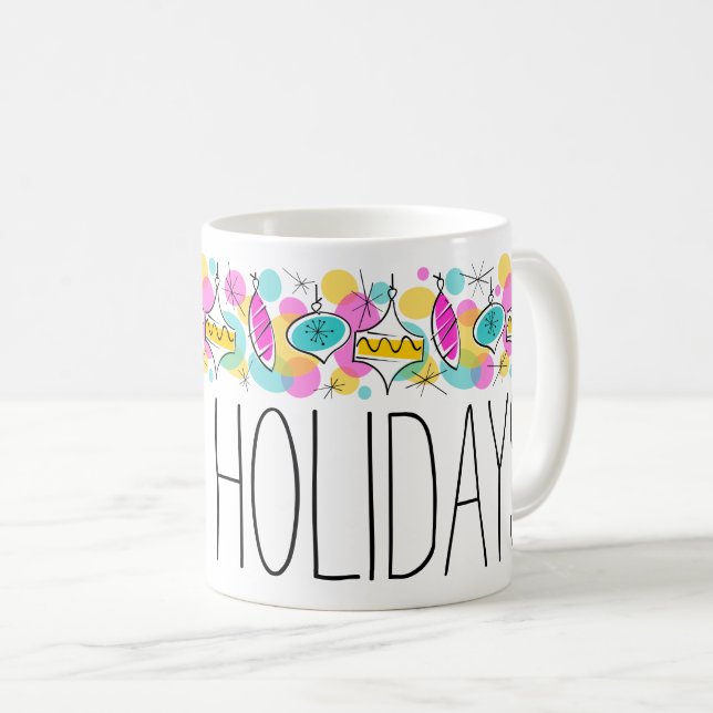 Tasse Retro Tree Baubles Line (VorderseiteRechts)