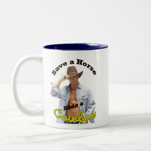 Tasse: Retten Sie einer Pferdefahrt einen Cowboy Zweifarbige Tasse