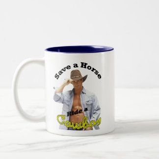 Tasse: Retten Sie einer Pferdefahrt einen Cowboy Zweifarbige Tasse