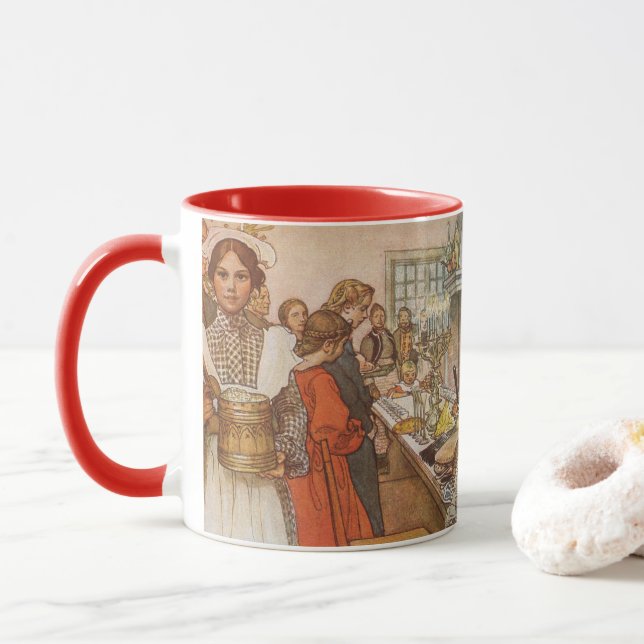 Tasse Réveillon de Noël par Carl Larsson, Vacances Vinta (Avec donut)
