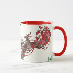 Tasse Réveillon de Noël Vintage, Père Noël Rétro à Sleig