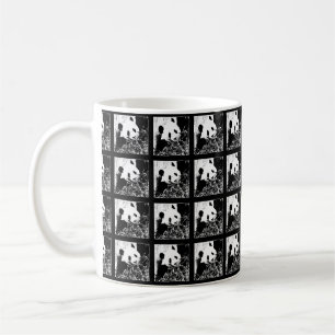Tasse, riesige Panda-Pop-Kunst, Schwarzweiss Kaffeetasse