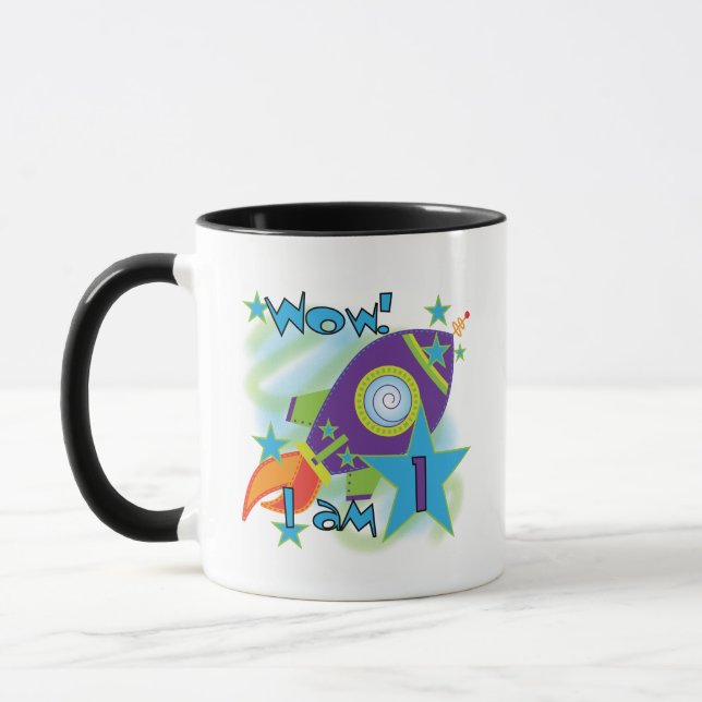 Tasse Rocket Ship 1er Anniversaire Tshirts et cadeaux (Gauche)