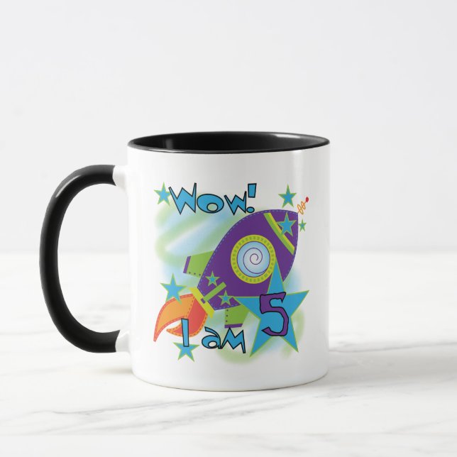 Tasse Rocket Ship 5e Anniversaire T-shirts et cadeaux (Gauche)