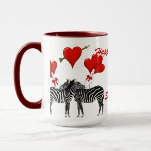Tasse Romantique zèbre coeur d'amour Valentines