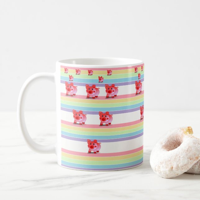Tasse Rosa Schweine (Mit Donut)