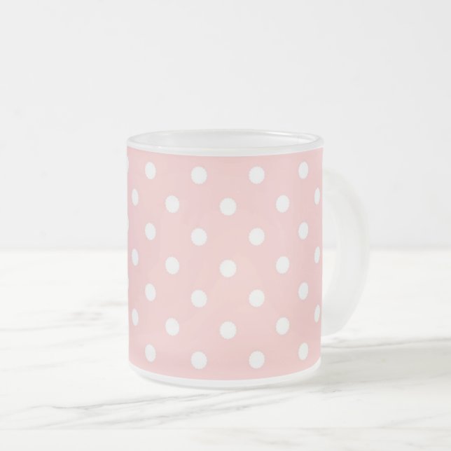 Tasse rose avec le pois blanc (Devant droit)