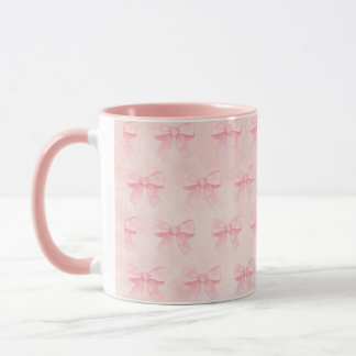 Tasse rose avec noeuds roses